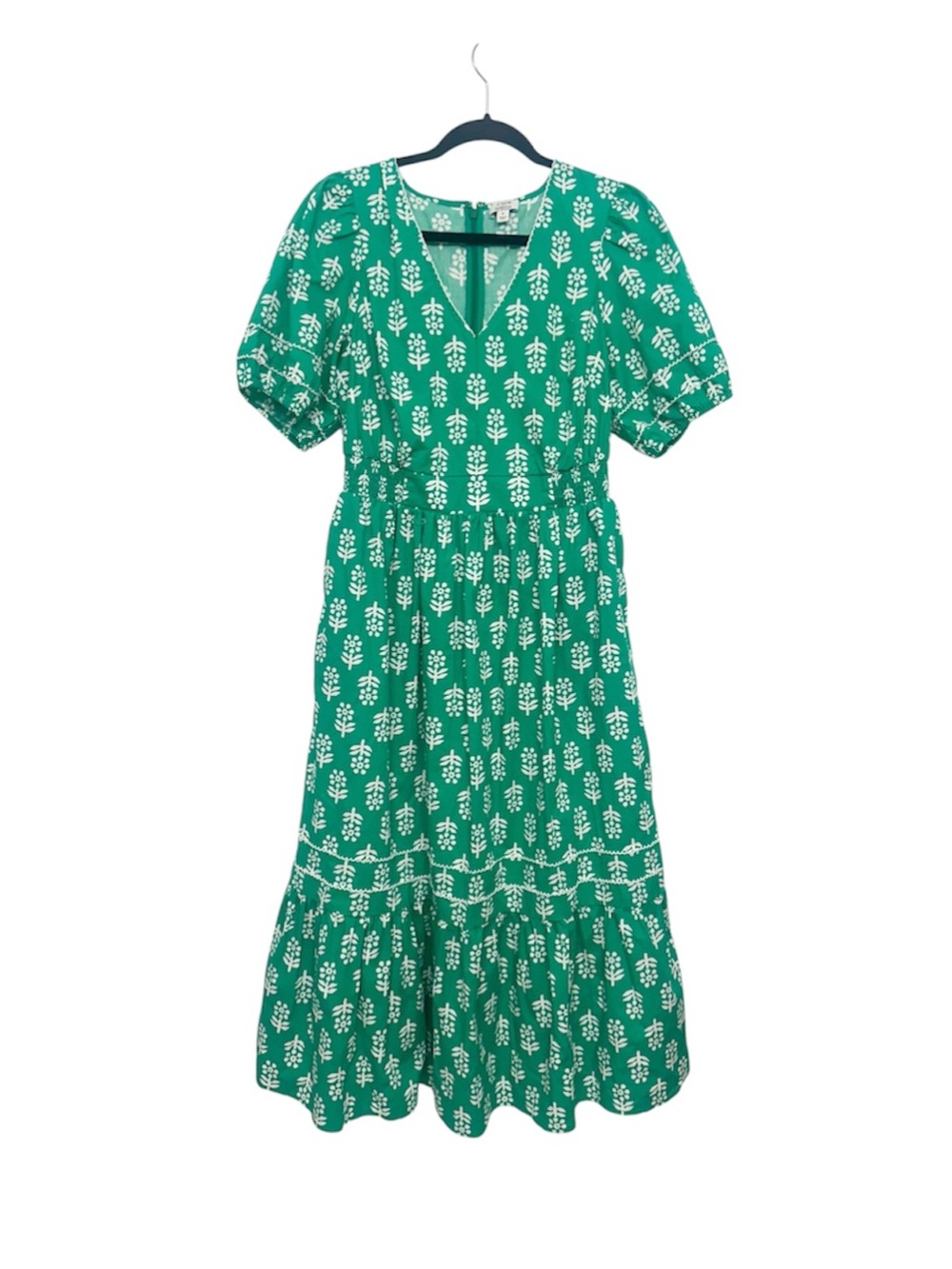 J. Crew Women’s Midi Dress Green and white size 8